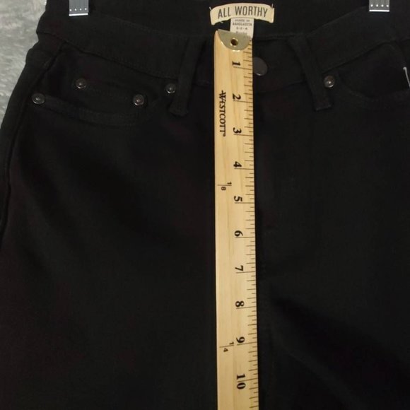 All Worthy Womens Jeans Straight Leg Black Stretch Pocket Mid Rise Denim 0-4 New - Picture 5 of 11